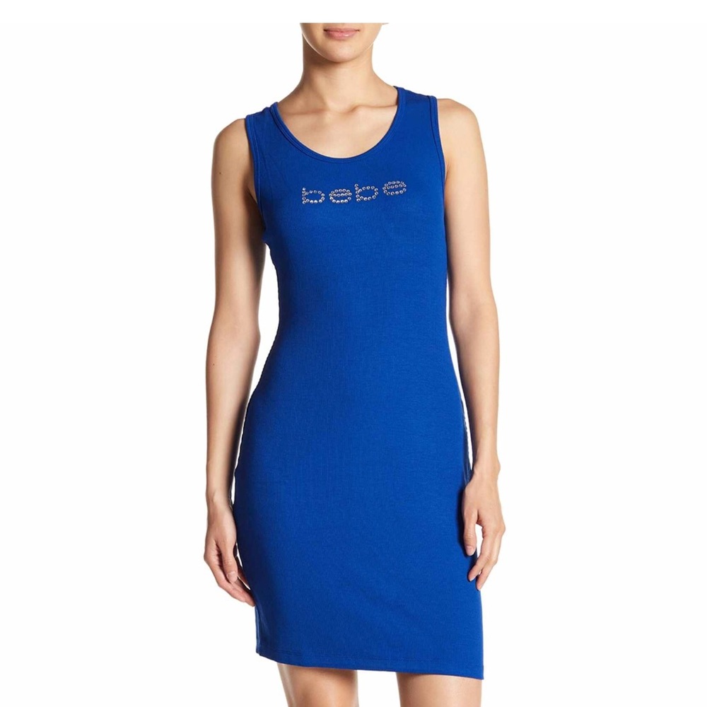 NWT Bebe Rhinestones Logo Dress. Size Large